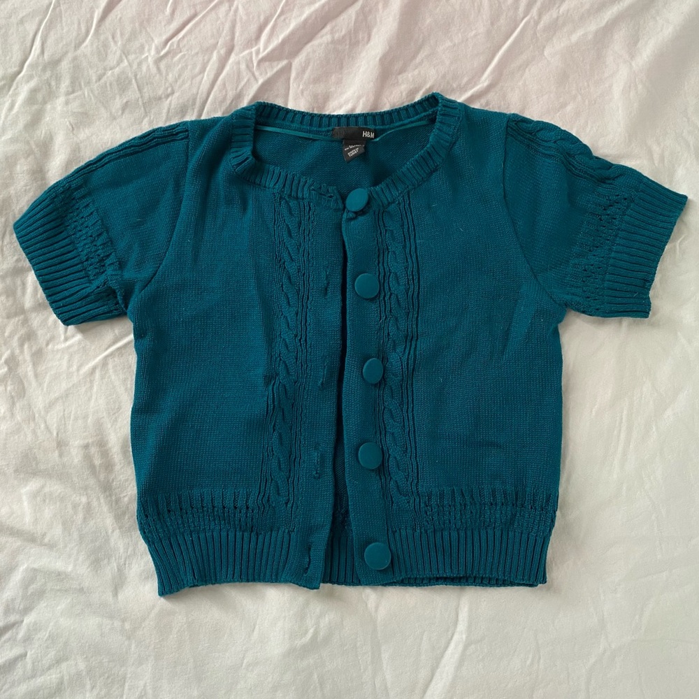 H&M Teal Short Sleeve Cardigan